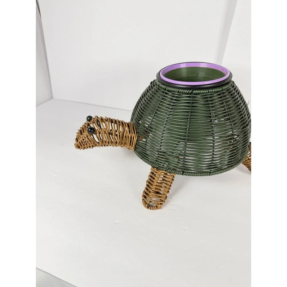 Woven Turtle Planter Holder Decorative Garden Decor